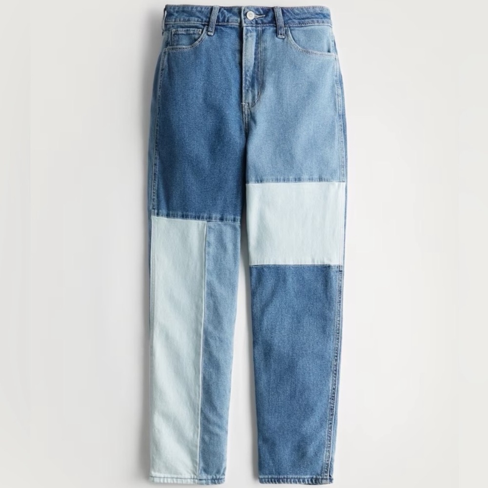 NWOT Hollister High-Rise Patchwork Mom Jeans